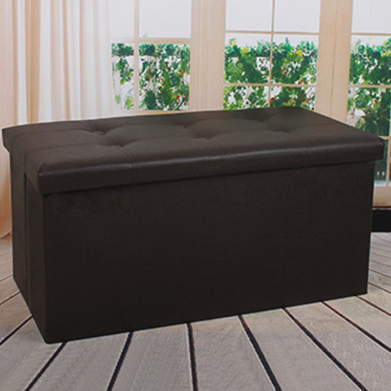 30 Inch Folding Storage Ottoman Bench Box Lounge Seat Foot Rest Stool PU Leather Folding Chair