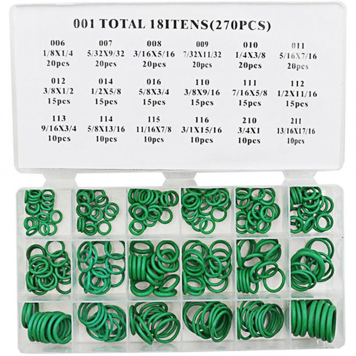 270PC Rubber Oring Seals O Ring 18 Sizes Washer for Automotive Air Conditioner Tools Hand Tool Set - Green