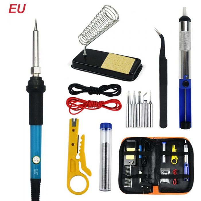 Full Set 60W 110V/220V Electric Soldering Iron Kit with Adjustable Temperature Welding Iron Electronic Repair Tool