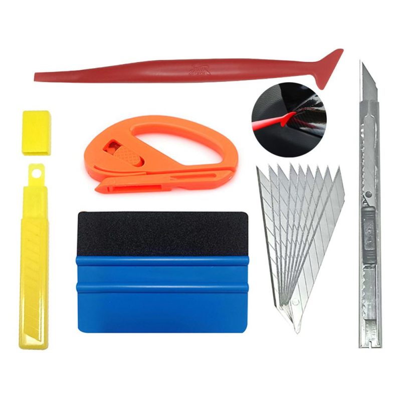 5pcs/set Car Vinyl Wrap Film Squeegee Scraper Tools Vehicle Sticker Installation Kit Cutter Knife Car Styling Auto Accessories