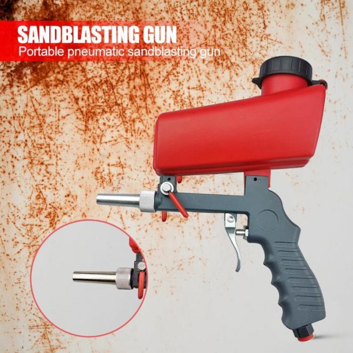 90psi Portable Gravity Pneumatic Sandblaster Gun Lightweight Aluminium Handheld Blasting Device Spray Gun 700cfm Power Tool