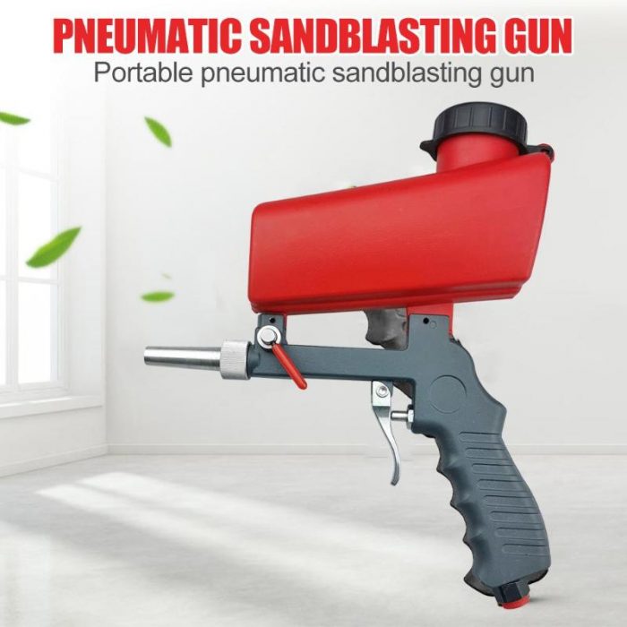 90psi Portable Gravity Pneumatic Sandblaster Gun Lightweight Aluminium Handheld Blasting Device Spray Gun 700cfm Power Tool