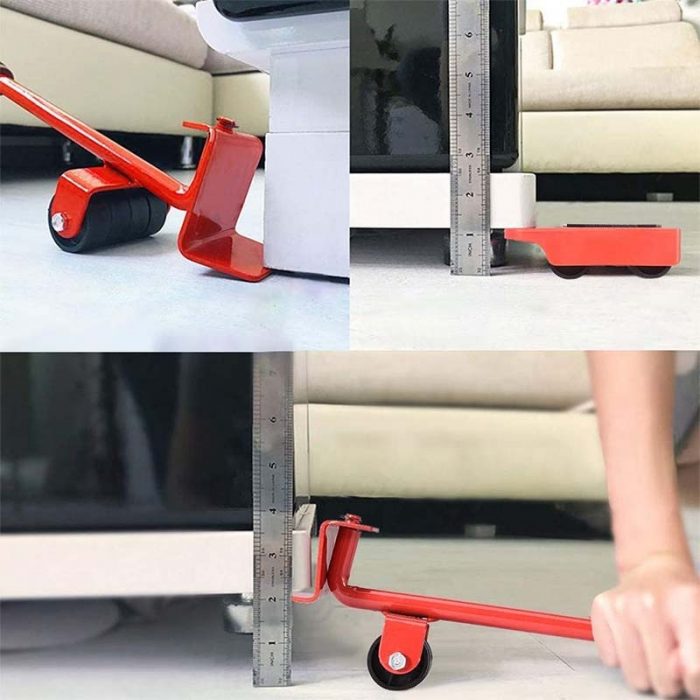 ZK3 5 PCS Furniture Mover Tool Set Furniture Transport Lifter Heavy Stuffs Moving Tool Wheeled Mover Roller Wheel Bar Hand Tools