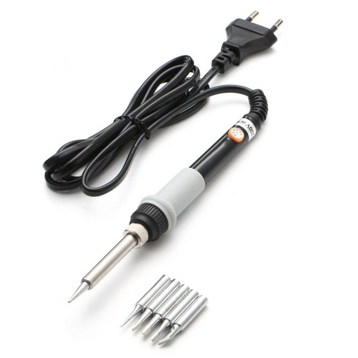 MUSTOOL New MT223 60W Adjustable Temperature Electric Soldering Iron Welding Rework Repair Tool with 5pcs Solder Tips