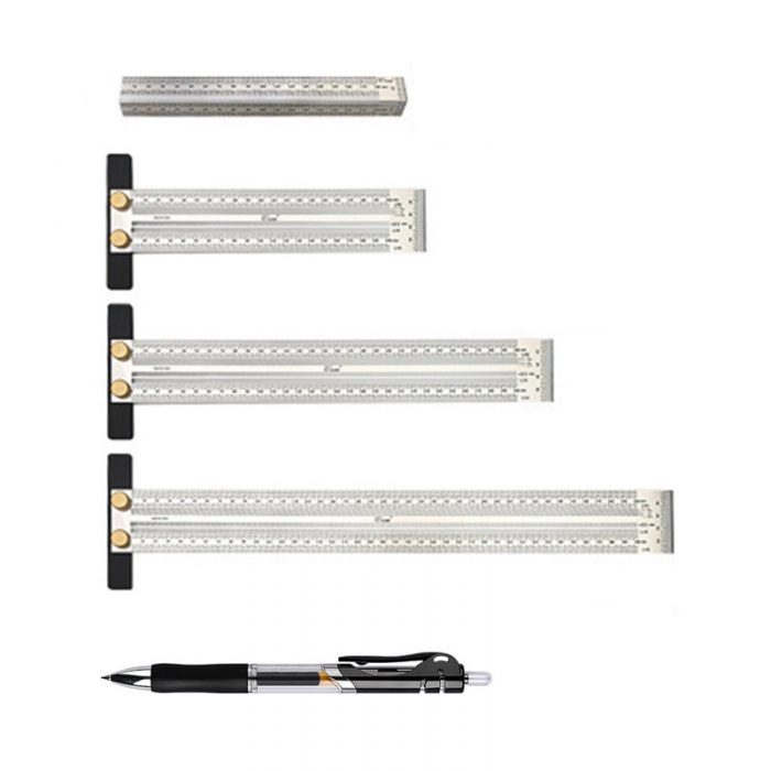 High-precision Scale Ruler T-type Hole Ruler Stainless Woodworking Scribing Mark Line Drawing Gauge Carpenter Measuring Tool