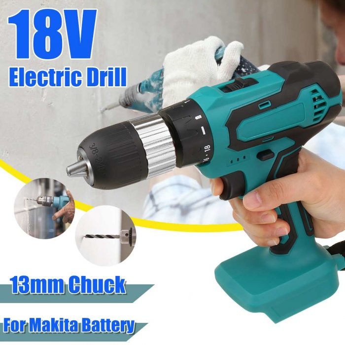 18V 10mm/13mm 90N.m Electric Drill Cordless Hand Drill Screwdriver without Rechargable Lithium-Ion Battery for Makita battery