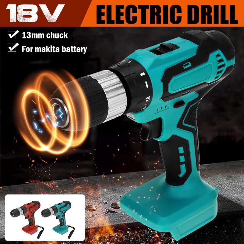 18V 10mm/13mm 90N.m Electric Drill Cordless Hand Drill Screwdriver without Rechargable Lithium-Ion Battery for Makita battery