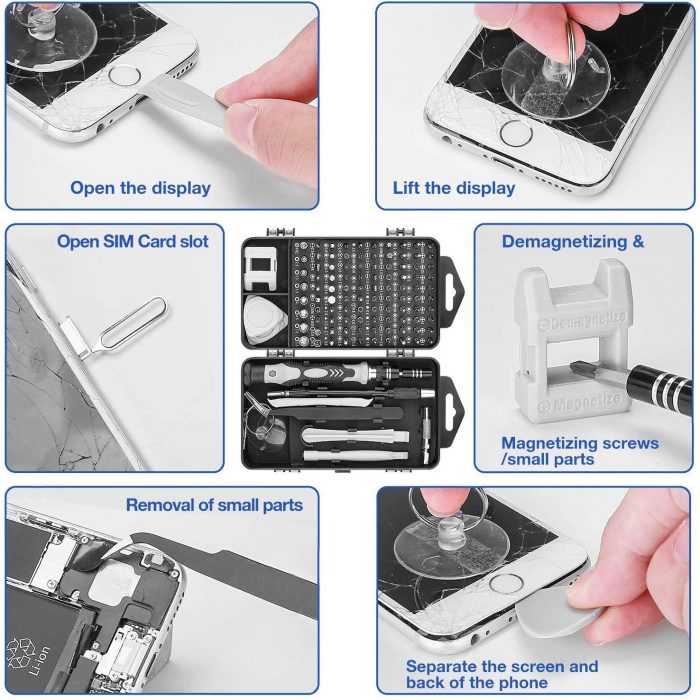 ZK40 Phone Repair Tools Kit Screwdriver Set Precision 115 In 1 Magnetic Torx Hex Bit Screw Driver Bits Insulated Multitools