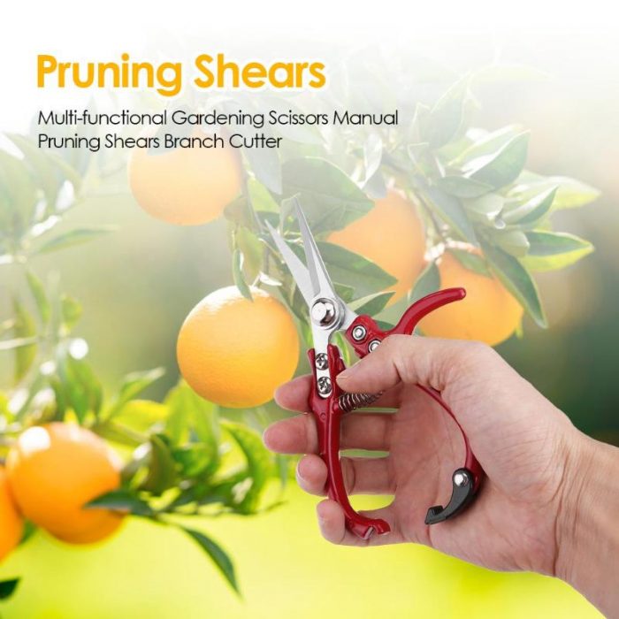 Multi-function Garden Scissors with Safety Buckle Labor-saving Stainless Steel Spring Gardening Pruning Shear Plant Cutter
