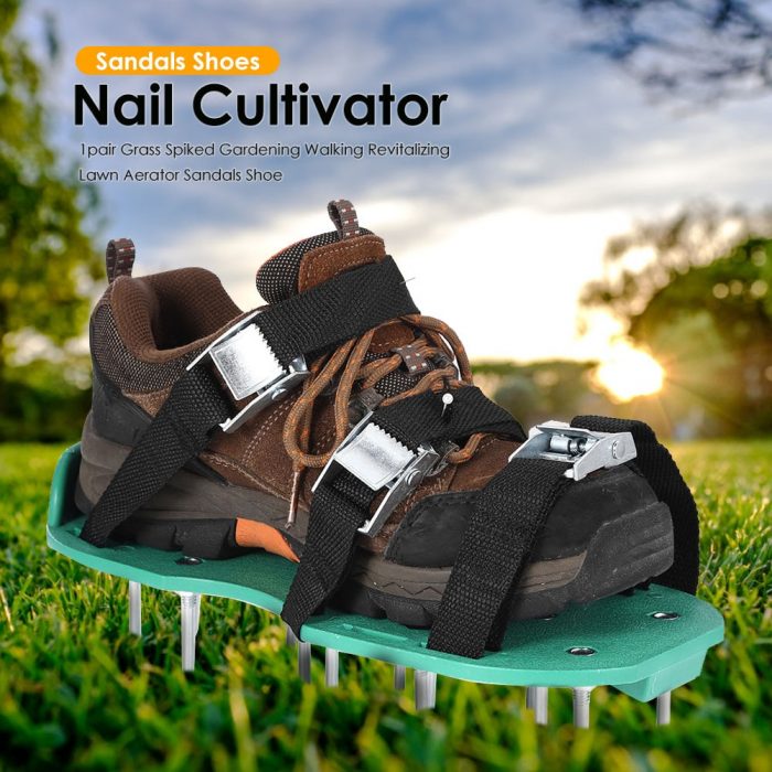 1 Pair Garden Lawn Aerator Shoes Gardening Walking Sandal Nail Shoes Garden Yard Grass Cultivator Scarification Nail Tool