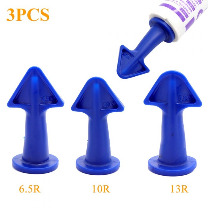 3PCs Caulk Nozzle Applicator Silicone Caulking Tools Sealant Finishing Grout Kit Smooth Scraper Floor Cleaning Tile Dirt Spatula