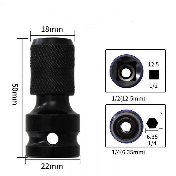 ZK30 Hot 1/2 Inch Square To 1/4 Inch Hex Ratchet Socket Wrench Socket Adapter Spanner Set Drive Converter Impact Tool