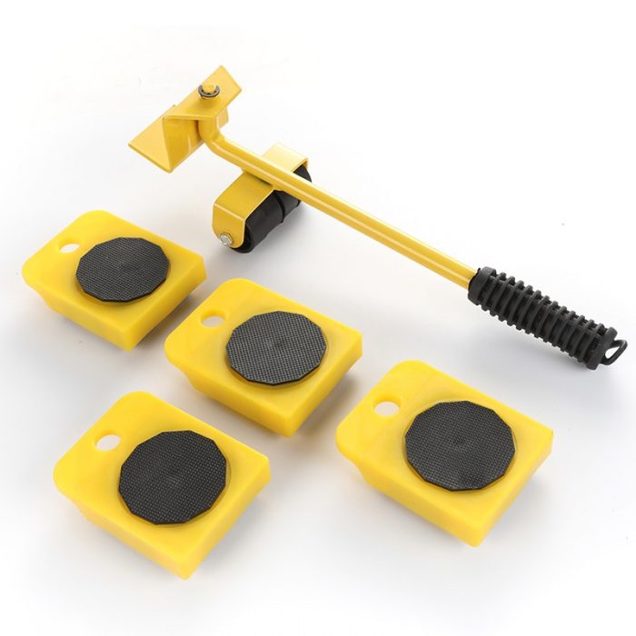 ZK3 5 PCS Furniture Mover Tool Set Furniture Transport Lifter Heavy Stuffs Moving Tool Wheeled Mover Roller Wheel Bar Hand Tools