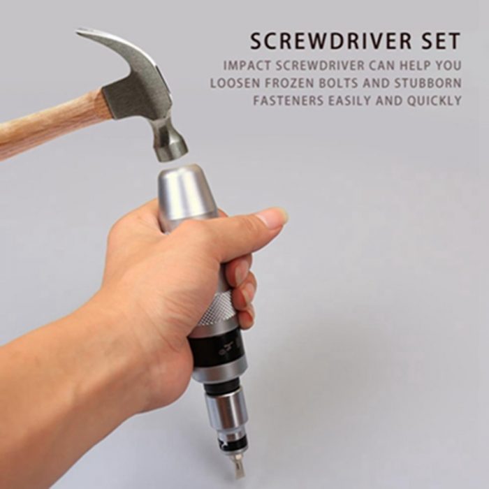 7pcs Portable Impact Screwdriver Set Shock Screwdrivers Chisel Bits Hand Impact Drive Set Automotive Repair Tool