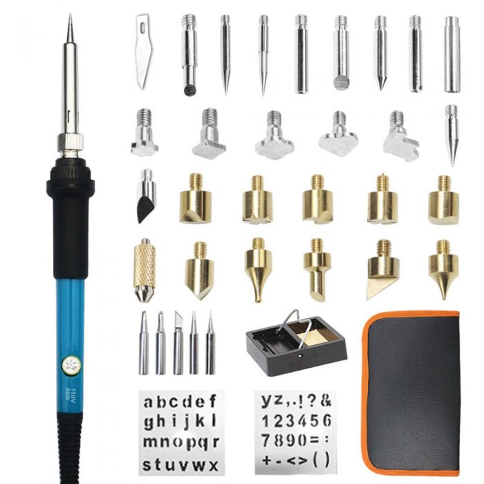 60W Carving Pyrography Pen Kit Adjustable Temperature Soldering Iron Wood Burning Kit 110V 220V Welding Repair Tools