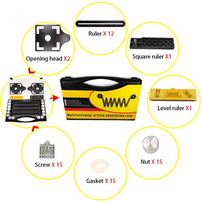 Measurement Tools Woodworking Twelve Folding Ruler Ceramic Tile Saw Holes Locator Aluminum Alloy Hole Punch Hand Tools