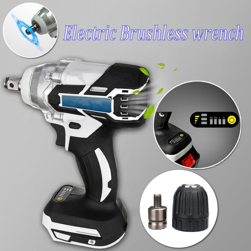 Brushless Hammer Drill 240-520NM Impact Electric Screwdriver 1280W 128V Steel / Wood / Masonry Tool Bare Tool