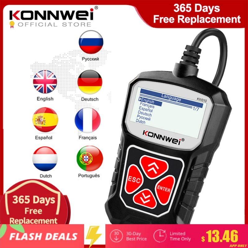 KONNWEI KW310 OBD2 Scanner for Auto OBD 2 Car Scanner Diagnostic Tool Automotive Scanner Car Tools Russian Language PK Elm327