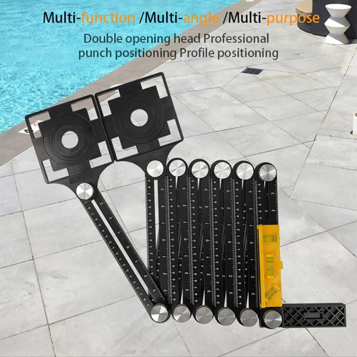 Measurement Tools Woodworking Twelve Folding Ruler Ceramic Tile Saw Holes Locator Aluminum Alloy Hole Punch Hand Tools