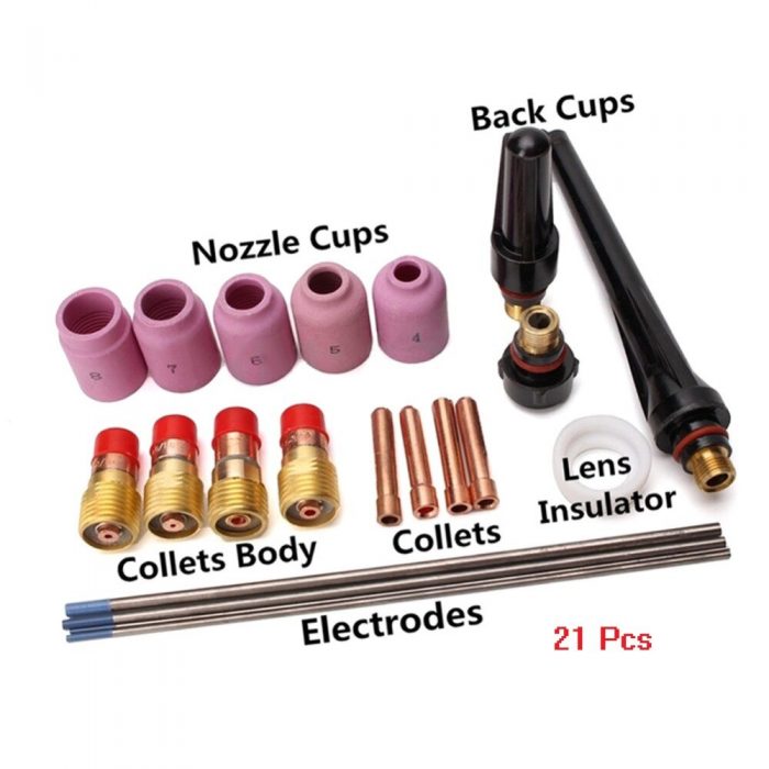 16/26/49/21 Pcs/Set Tig Welding Torch Nozzle Cup Tungsten Gas Lens WL20 Kit For TIG WP-17/18/26 Durable Welding Accessories