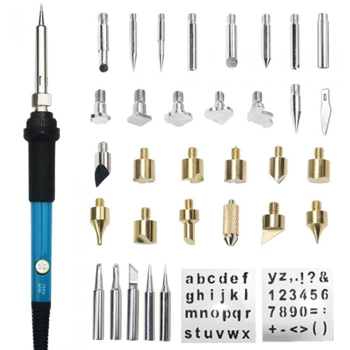 60W Carving Pyrography Pen Kit Adjustable Temperature Soldering Iron Wood Burning Kit 110V 220V Welding Repair Tools