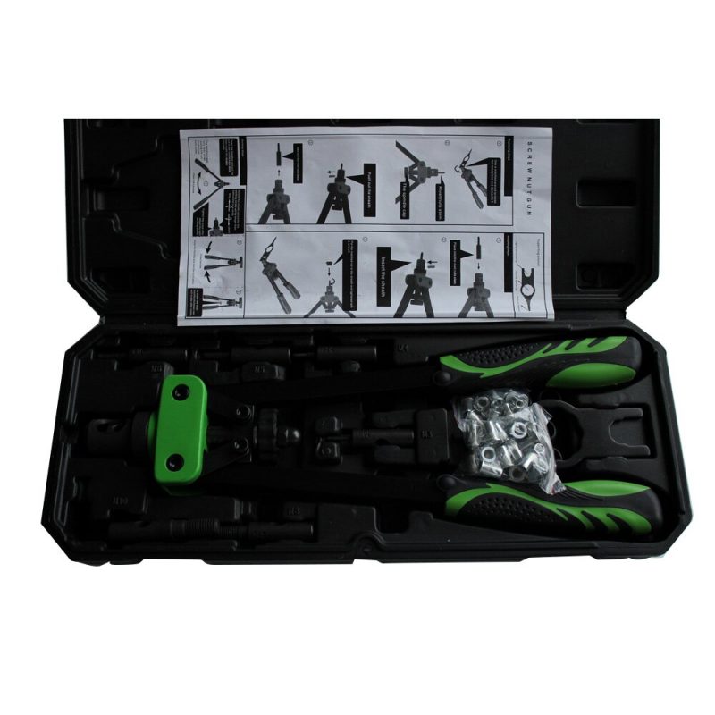 14 Inch Rivet Gun Aluminum Alloy Nail Rivet Gun Set for M3 M4 M5 M6 M8 Riveting Tool Household Rivet Gun Tool Set