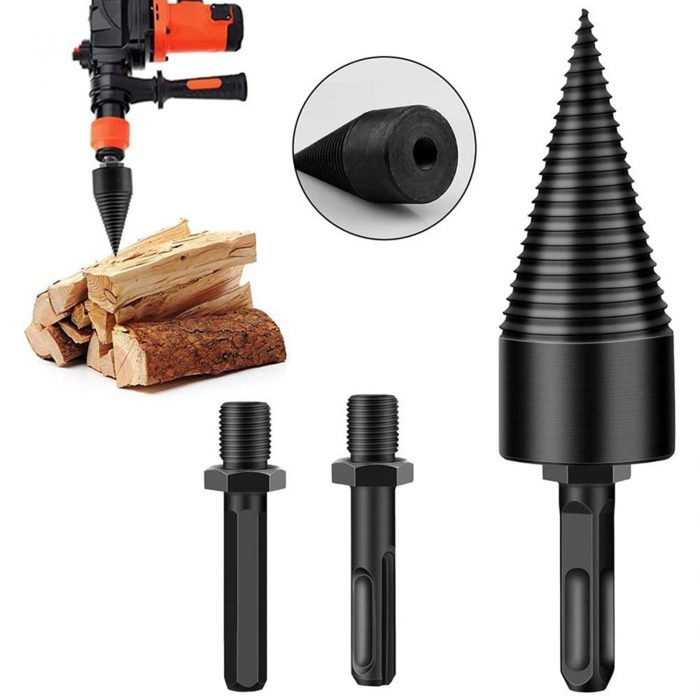 3pcs Removable Firewood Log Splitter Drill Bit Wood Splitter Drill Bits Cones Log Splitter Wood Splitter Screw Drilling Tools