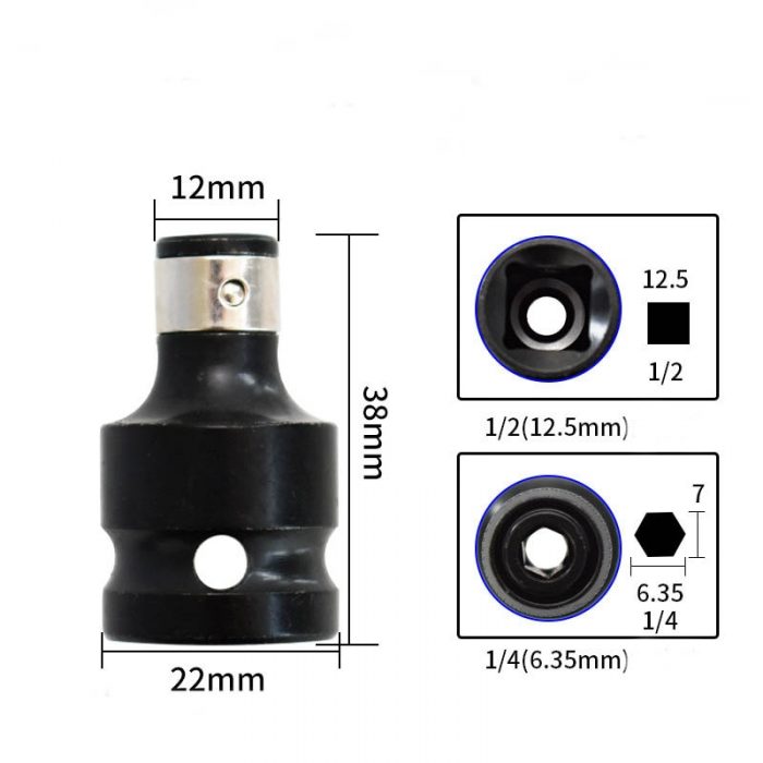 ZK30 Hot 1/2 Inch Square To 1/4 Inch Hex Ratchet Socket Wrench Socket Adapter Spanner Set Drive Converter Impact Tool