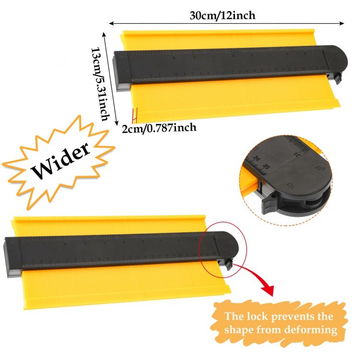 Lock Wider Contour Gauge Profile Tool Alloy Edge Shaping Wood Measure Ruler Laminate Tiles Duplicator General Tools