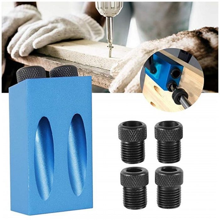 ZK30 Woodworking Oblique Hole Locator Drill Bits Pocket Hole Jig Kit 15 Degree Angle Drill Guide Set Hole DIY Carpentry Tools