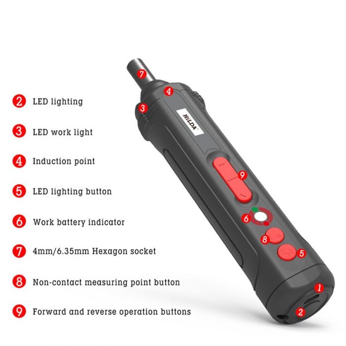 Electric Screwdriver Set Usb Charging 2000mah 4v Convenient Bolt Driver Handheld Mini Screw Driver Led Lamp