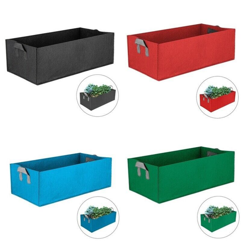 Square Vegetable Planter Bag Fabric Garden Floral Planting Bag With Handles Non-Woven Raised Garden Bed Indoor Garden Tools Q30