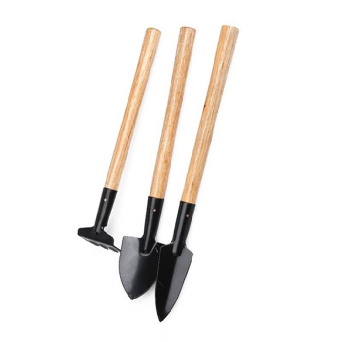 3pcs Mini Garden Plant Tool Set With Wooden Handle Gardening Tool Shovel Rake