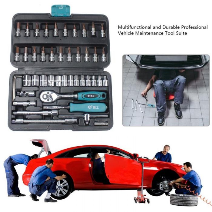 Drive Socket Spanner Wrench Set 1/4" Metric Extension Bar Repair Tools Kit Screwdriver Ratchet Wrench Kit Car Repair