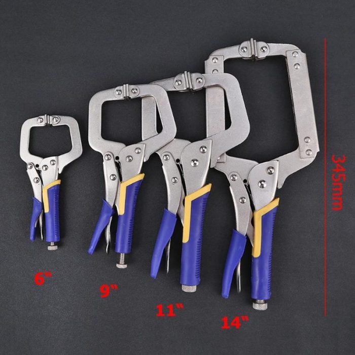 Multi-functional C-type Flat Locking Grip Vise Pliers Carbon Steel Welding Quick Fixing Locking C Clamp Pliers Round Wood Tenon