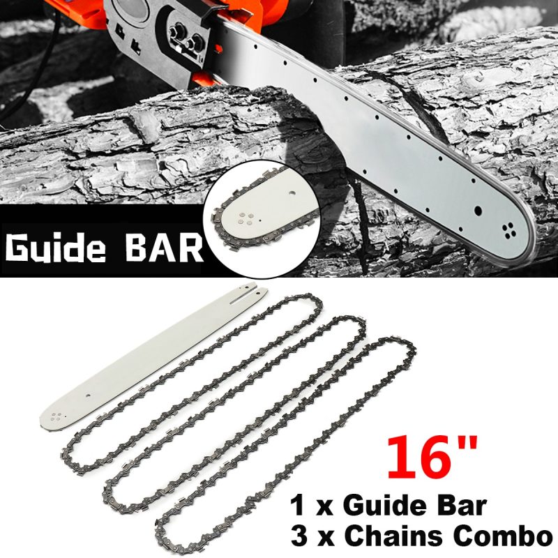 16 Inch Chain Saw Guide Bar with 3pcs Chains for STIHL 009 012 021 E180 MS180 MS190 MS250
