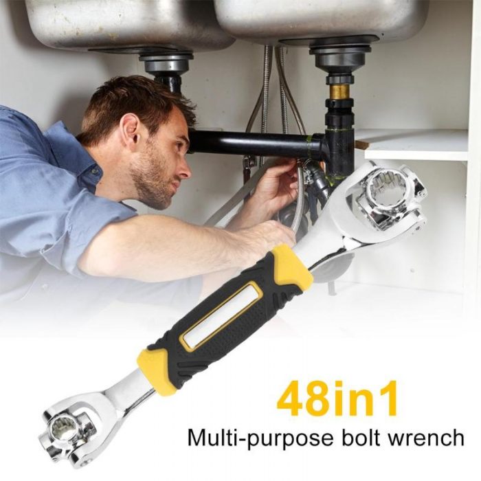 48 in 1 Socket Wrench Rotary Spanner Work with Spline Bolts 360 Degree Rotation Spanner Universal Furniture Car Repair Hand Tool