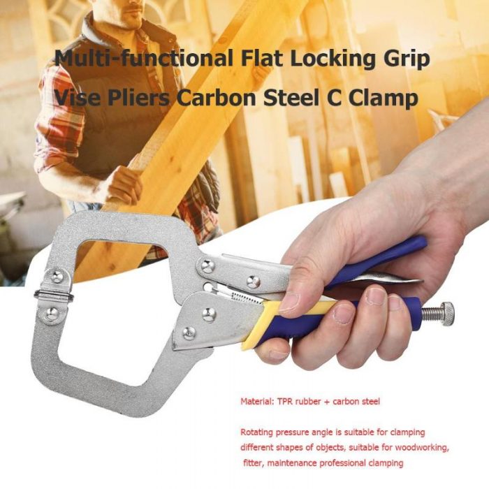 Multi-functional C-type Flat Locking Grip Vise Pliers Carbon Steel Welding Quick Fixing Locking C Clamp Pliers Round Wood Tenon