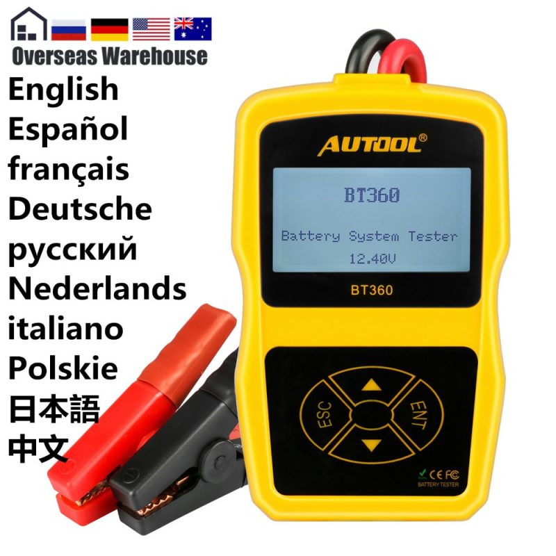 AUTOOL BT360 12V Auto Battery Tester 12v Car battery analyzer Cranking Multi-Language Diagnostic Tool Performance than bt460