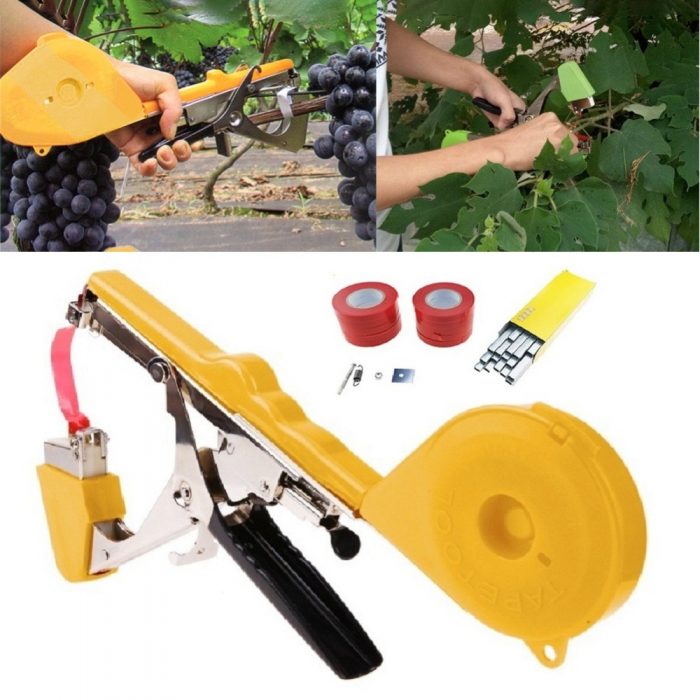 Plant Garden Tying Machine Plant Tapetool Tapener With Tape Set for Vegetable Grape Flower Branch Gardening Tying Tools