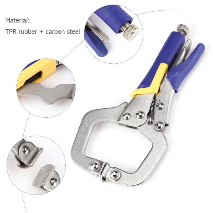 Multi-functional C-type Flat Locking Grip Vise Pliers Carbon Steel Welding Quick Fixing Locking C Clamp Pliers Round Wood Tenon