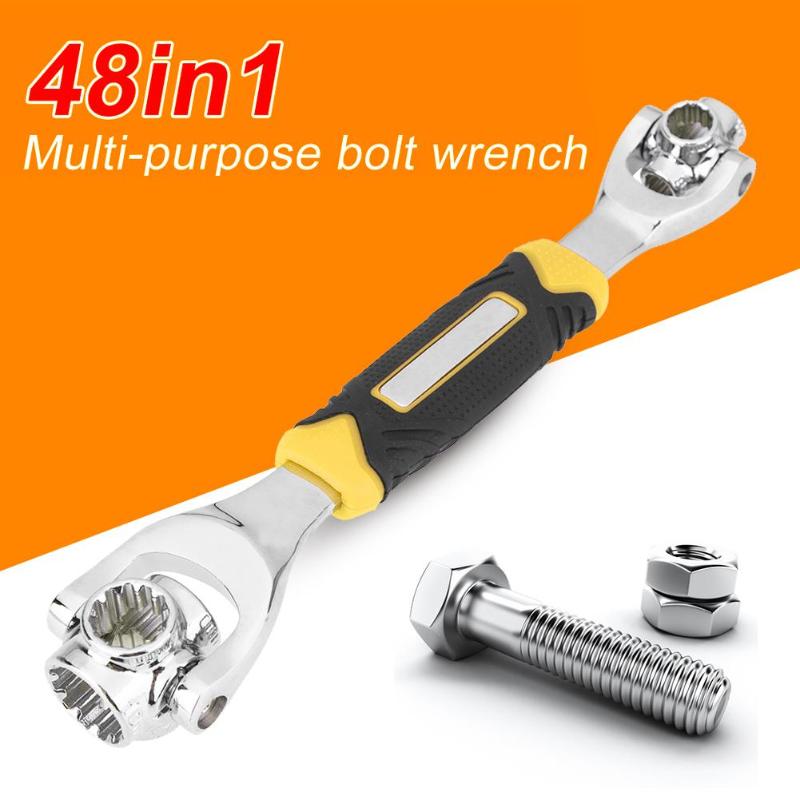 48 in 1 Socket Wrench Rotary Spanner Work with Spline Bolts 360 Degree Rotation Spanner Universal Furniture Car Repair Hand Tool