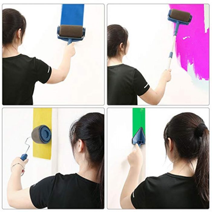 ZK30 Dropshipping Multifunction DIY Paint Roller Brush Handle Tool Flocked Edger Home Office Room Wall Runner Roller Paint Brush