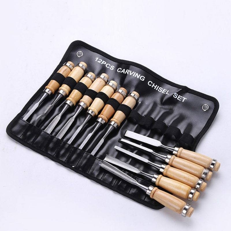 Professional 12Pcs/set Manual Wood Carving Hand Chisel Tool Set Carpenters Woodworking Carving Chisel DIY Hand Tools