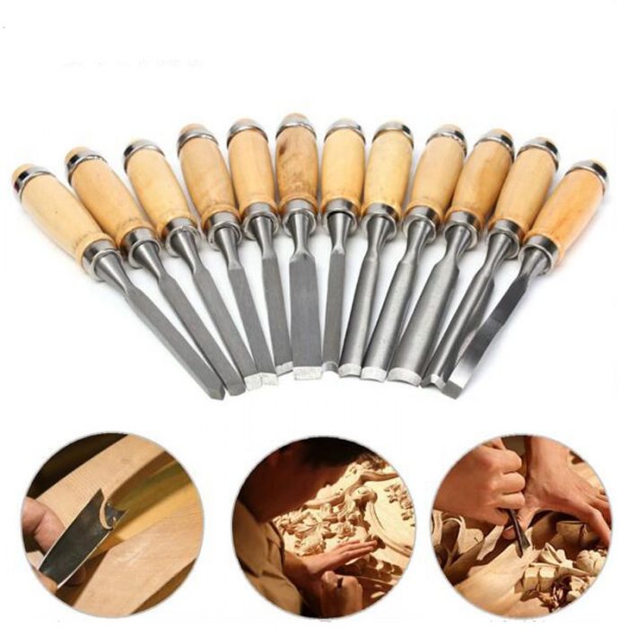 Professional 12Pcs/set Manual Wood Carving Hand Chisel Tool Set Carpenters Woodworking Carving Chisel DIY Hand Tools