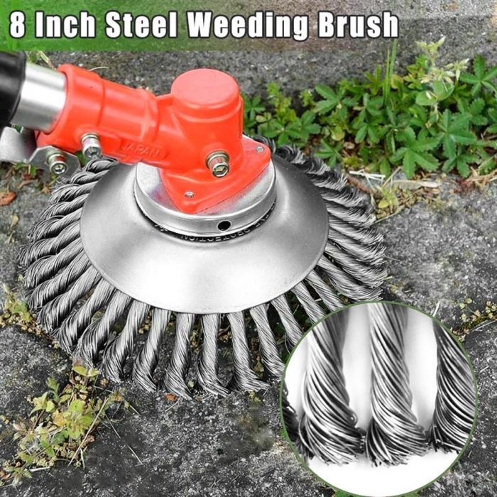 6/8inch Steel Wire Wheel Garden Weed Brush Lawn Mower Grass Eater Trimmer Brush Cutter Tool Garden Grass Trimmer Head Weed Brush