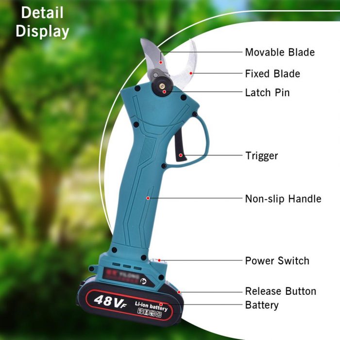 21V Wireless Electric Rechargeable Scissors Pruning Shears Tree Garden Tool Branches Pruning Tools With 2 Li-ion Battery 110-240