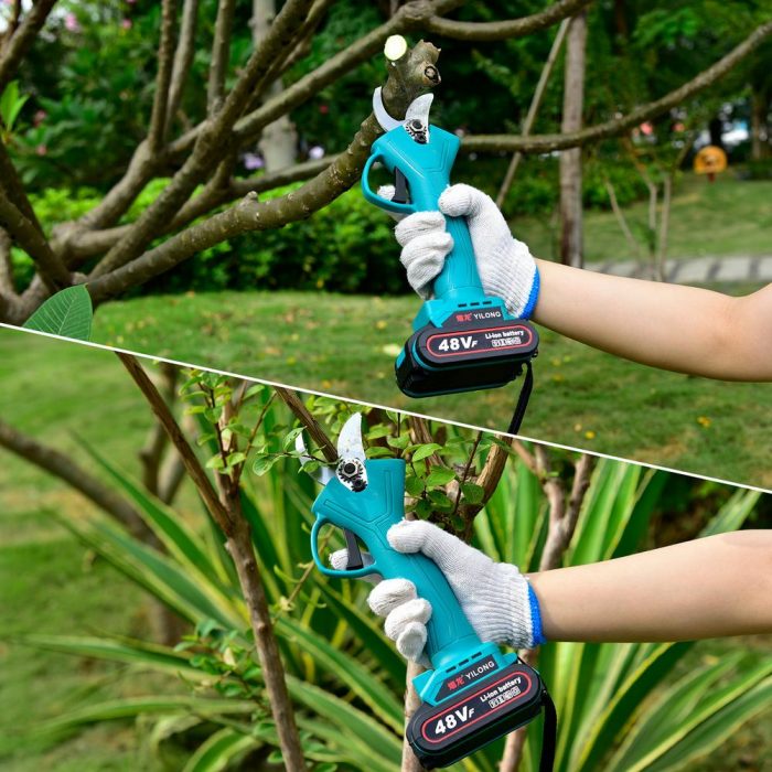 21V Wireless Electric Rechargeable Scissors Pruning Shears Tree Garden Tool Branches Pruning Tools With 2 Li-ion Battery 110-240