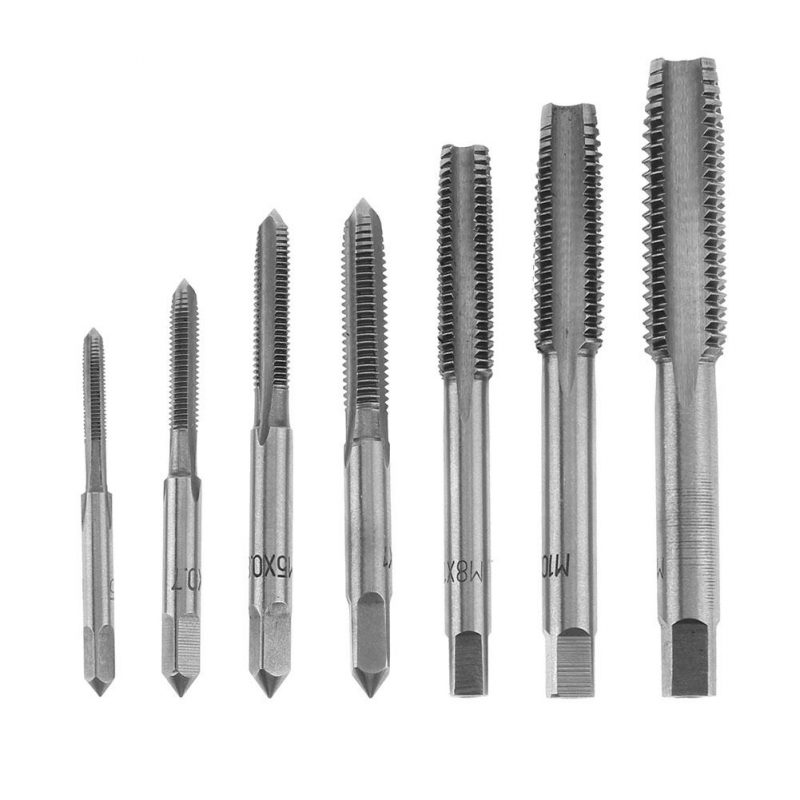 7pcs M3 M4 M5 M6 M8 M10 M12 HSS Machine Thread Metric Plug Tap Drill Bits Hand Tapping Tools Screw Thread Plug Tap Drill