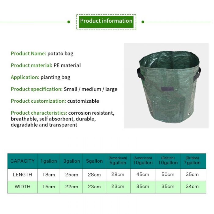 Potato Cultivation Planting Woven PE Fabric Bags Thicken Garden Pots Planters Vegetable Planting Bags Grow Bag Home Garden Tools